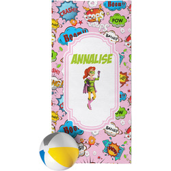 Woman Superhero Beach Towel (Personalized)