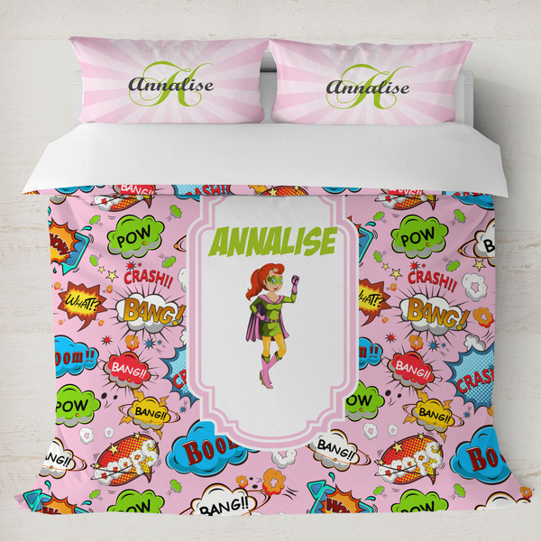 Custom Woman Superhero Duvet Cover Set - King (Personalized)