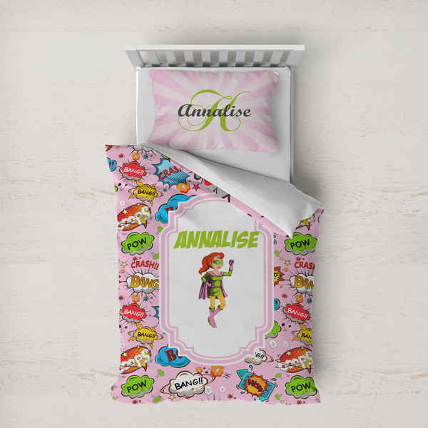 Custom Woman Superhero Duvet Cover Set - Twin XL (Personalized)