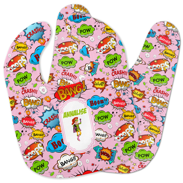 Custom Woman Superhero Baby Bib w/ Name or Text