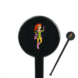 Woman Superhero 7" Round Plastic Stir Sticks - Black - Double Sided
