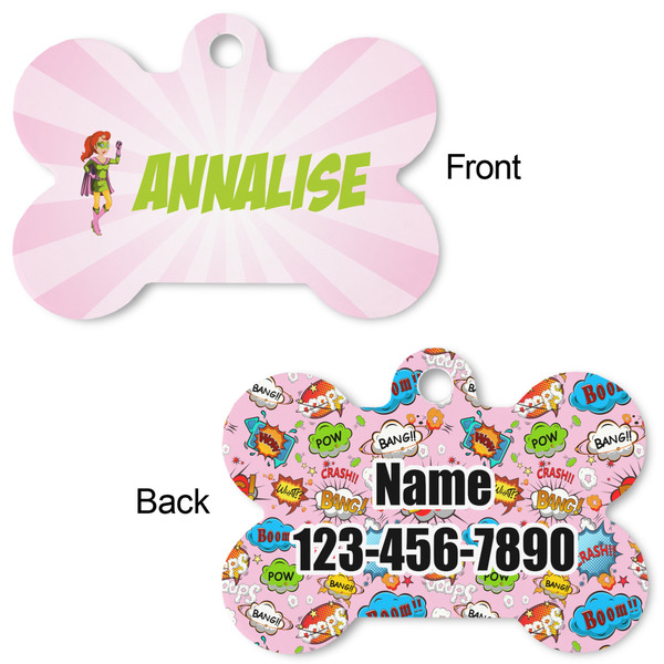 Woman Superhero Bone Shaped Dog ID Tag - Large - Approval