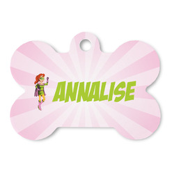 Woman Superhero Bone Shaped Dog ID Tag (Personalized)
