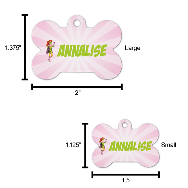 Woman Superhero Bone Shaped Dog ID Tag - Large - Scale