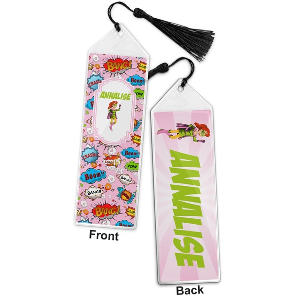 Woman Superhero Bookmark with tassel - Front and Back