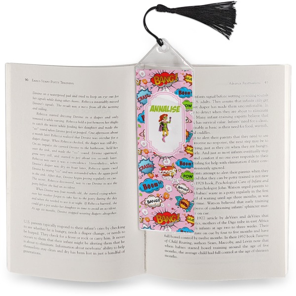 Woman Superhero Bookmark with tassel - In book