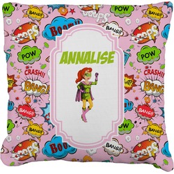 Woman Superhero Faux-Linen Throw Pillow 16" (Personalized)