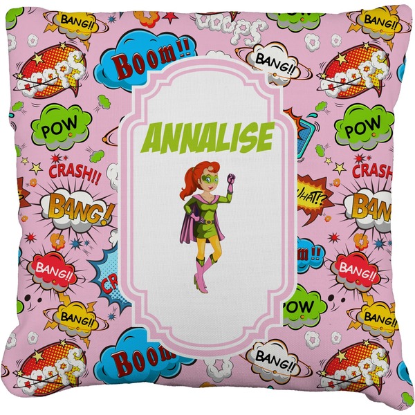 Custom Woman Superhero Faux-Linen Throw Pillow 18" (Personalized)