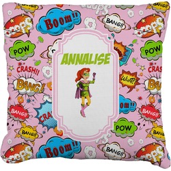 Woman Superhero Faux-Linen Throw Pillow 20" (Personalized)