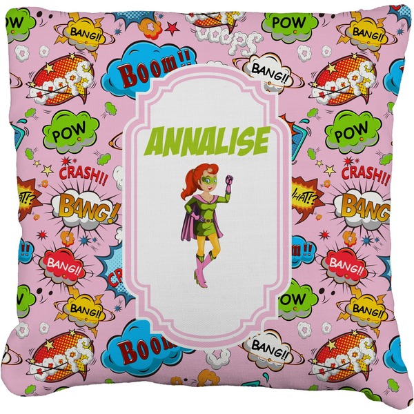 Custom Woman Superhero Faux-Linen Throw Pillow 26" (Personalized)