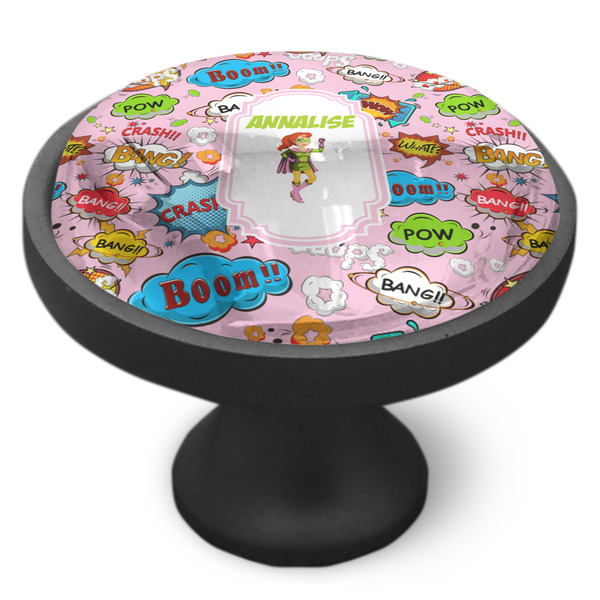 Woman Superhero Cabinet Knob - Black - Side