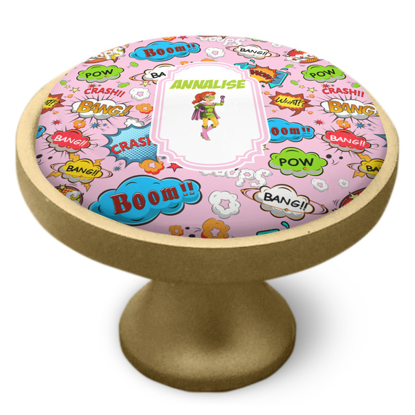 Woman Superhero Cabinet Knob - Gold - Side