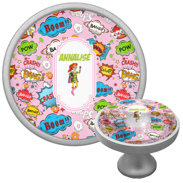 Custom Woman Superhero Cabinet Knob (Silver) (Personalized)