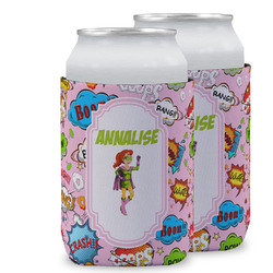 Woman Superhero Can Cooler (12 oz) w/ Name or Text