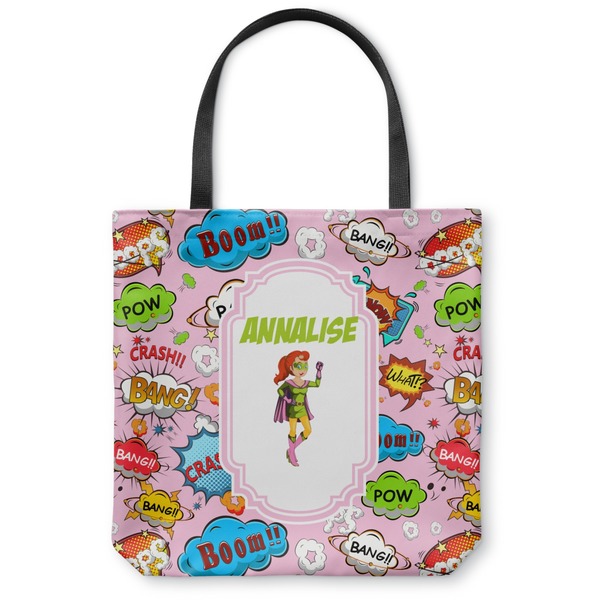 Custom Woman Superhero Canvas Tote Bag - Small - 13"x13" (Personalized)