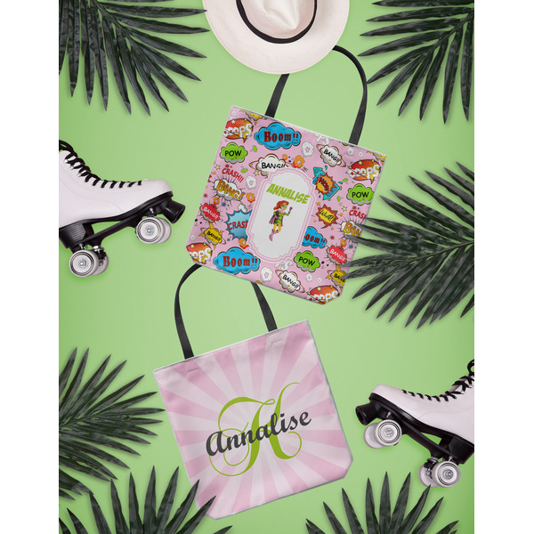 Woman Superhero Canvas Tote Lifestyle Front and Back- 13x13