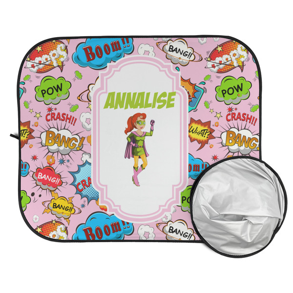 Woman Superhero Car Sun Shades - FOLDED & UNFOLDED