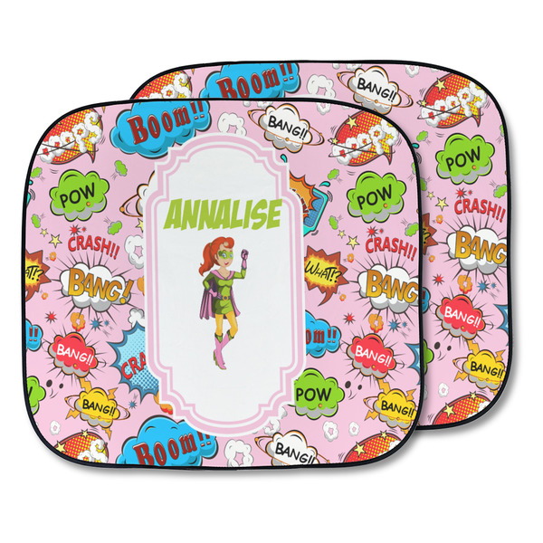 Custom Woman Superhero Car Sun Shade - Two Piece (Personalized)
