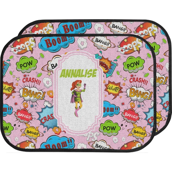 Custom Woman Superhero Car Floor Mats (Back Seat) (Personalized)