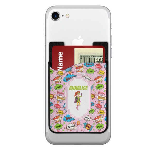Custom Woman Superhero 2-in-1 Cell Phone Credit Card Holder & Screen Cleaner (Personalized)