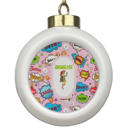 Woman Superhero Ceramic Ball Ornament (Personalized)