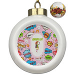 Woman Superhero Ceramic Ball Ornaments - Poinsettia Garland (Personalized)