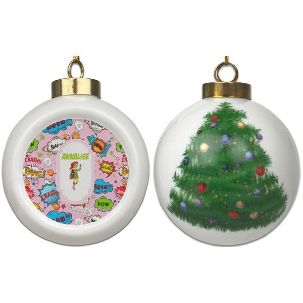 Woman Superhero Ceramic Christmas Ornament - X-Mas Tree (APPROVAL)