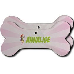 Woman Superhero Ceramic Dog Ornament - Front & Back w/ Name or Text
