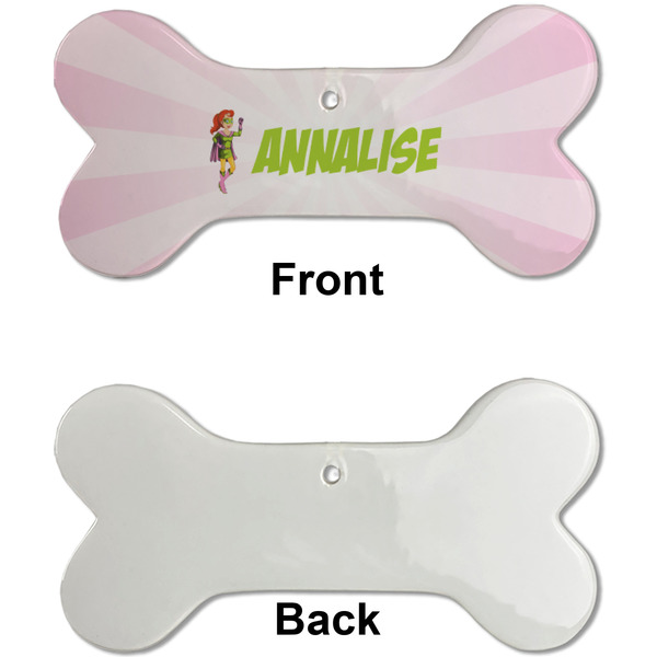 Woman Superhero Ceramic Flat Ornament - Bone Front & Back Single Print (APPROVAL)
