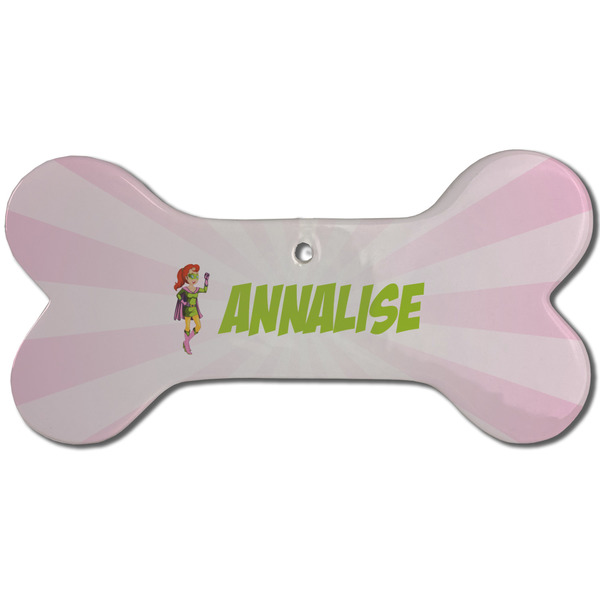 Woman Superhero Ceramic Flat Ornament - Bone Front