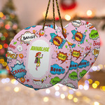 Woman Superhero Ceramic Ornament w/ Name or Text