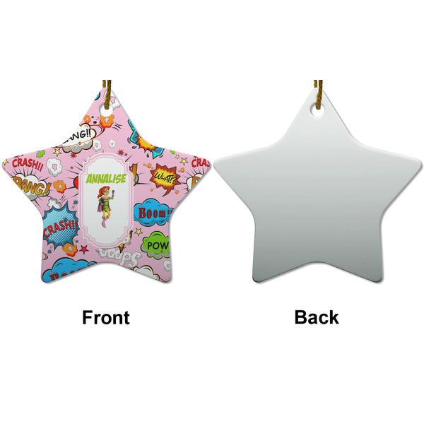 Woman Superhero Ceramic Flat Ornament - Star Front & Back (APPROVAL)