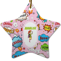 Woman Superhero Star Ceramic Ornament w/ Name or Text