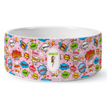 Woman Superhero Ceramic Dog Bowl (Personalized)