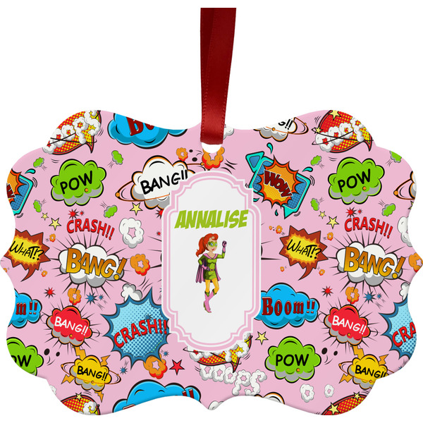 Woman Superhero Christmas Ornament (Front View)