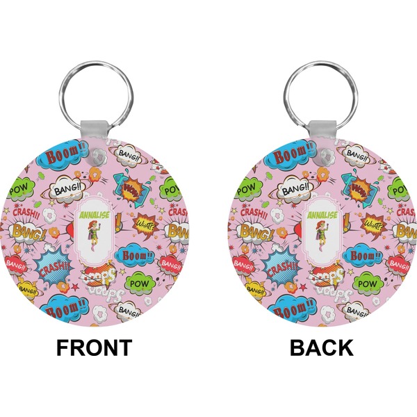 Woman Superhero Circle Keychain (Front + Back)