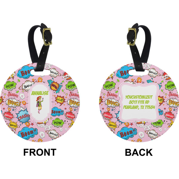 Woman Superhero Circle Luggage Tag (Front + Back)