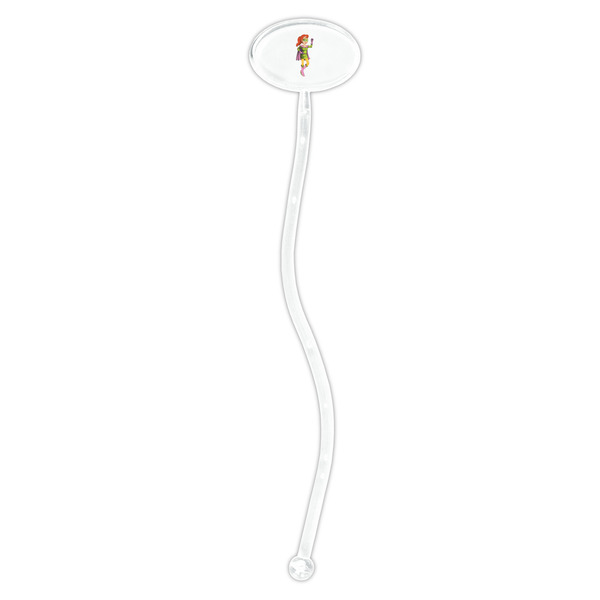 Woman Superhero Clear Plastic 7" Stir Stick - Oval - Single Stick
