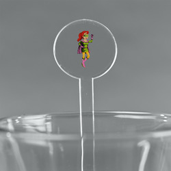 Woman Superhero 7" Round Plastic Stir Sticks - Clear