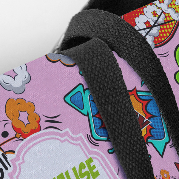 Woman Superhero Closeup of Tote w/Black Handles