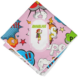 Woman Superhero Cloth Cocktail Napkin - Single w/ Name or Text