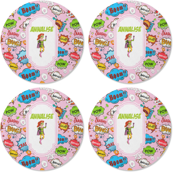 Woman Superhero Coaster Round Rubber Back - Apvl