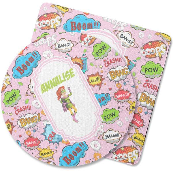 Custom Woman Superhero Rubber Backed Coaster (Personalized)