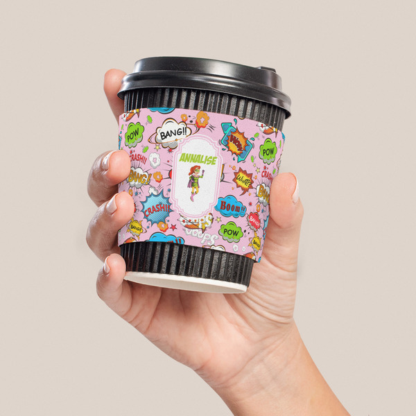 Woman Superhero Coffee Cup Sleeve - LIFESTYLE