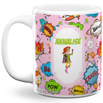 Woman Superhero 11 Oz Coffee Mug - White (Personalized)