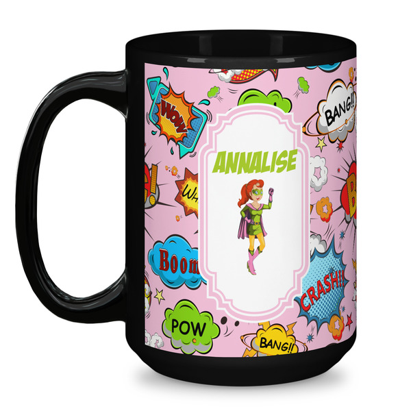 Woman Superhero Coffee Mug - 15 oz - Black