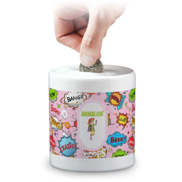 Custom Woman Superhero Coin Bank (Personalized)