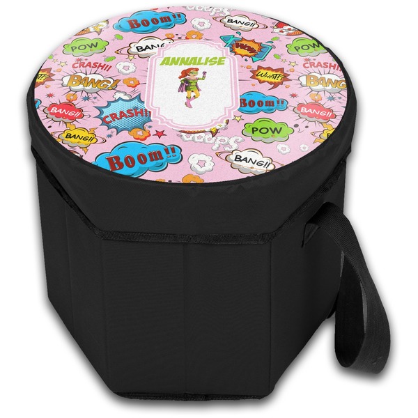 Woman Superhero Collapsible Personalized Cooler & Seat (Closed)