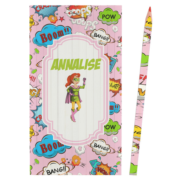 Woman Superhero Colored Pencils - Front View