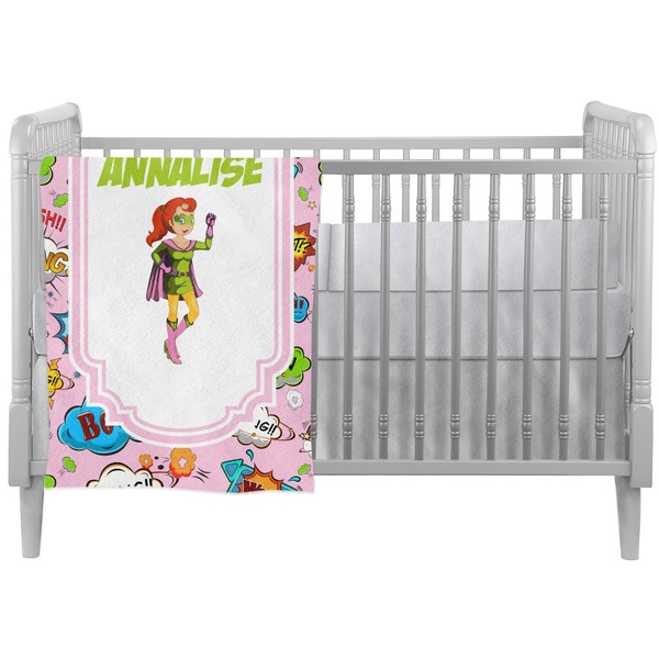 Custom Woman Superhero Crib Comforter / Quilt (Personalized)